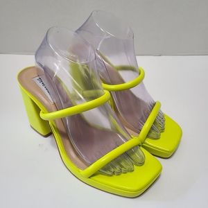 Steve Madden Polly Neon Yellow Platform Heel‎ Slide Sandal 8.5